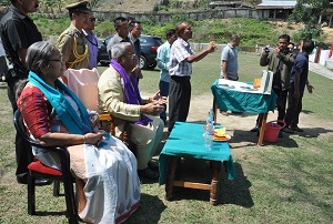The Governor of Arunachal Pradesh Shri PB Acharya and State�s First Lady Smt Kavita Acharya celebrate the festive occasion of Holi with differently abled childrens  and staffs of Donyi-Polo Mission School for the hearing and visually impaired, Chimpu  on 13th March 2017. 